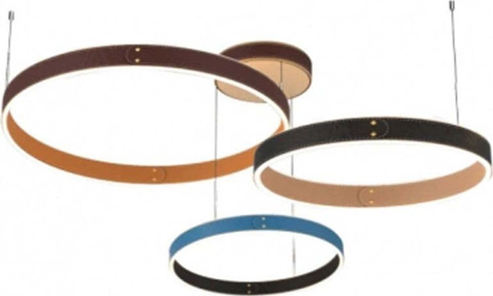 Lampadario-Leather-Milan-3-Cerchi-Alluminio-E-Pelle-Marrone-Nero-Blu-Led-148,2W