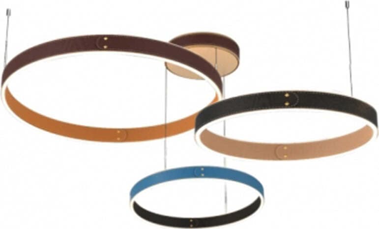 Lampadario-Leather-Milan-3-Cerchi-Alluminio-E-Pelle-Marrone-Nero-Blu-Led-148,2W