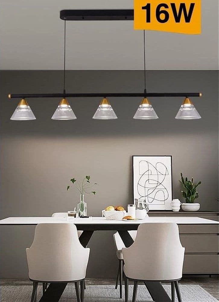 LAMPADARIO LED A SOSPENSIONE 16WATT NERO CON 5 LUCI 3 COLORAZIONI DI LUCE A69-3C in Lampadari Trade Shop italia - Napoli, commercioVirtuoso.it