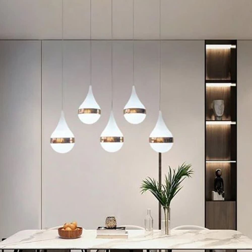 LAMPADARIO LED DA SOFFITTO MODERNO CON DESIGN A 5 GOCCE ORO 53W LUCE FREDDA 6500K LP-44OF in Lampadari Trade Shop italia - Napoli, commercioVirtuoso.it