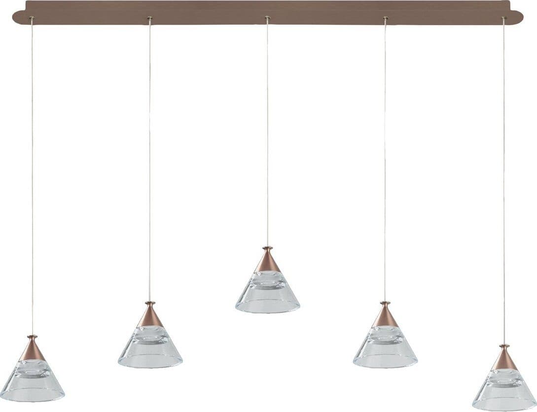 Lampadario-led-Promoingross-CONY-S5TR-2677LM-ORO-ROSATO-lampada-soffitto-classica-cono