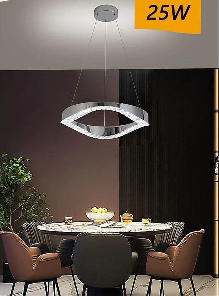 LAMPADARIO LED SOFFITTO 25 W SOSPESO IN ACCIAIO CRISTALLO LUCE FREDDA 8000K B72 in Lampade a sospensione Trade Shop italia - Napoli, commercioVirtuoso.it