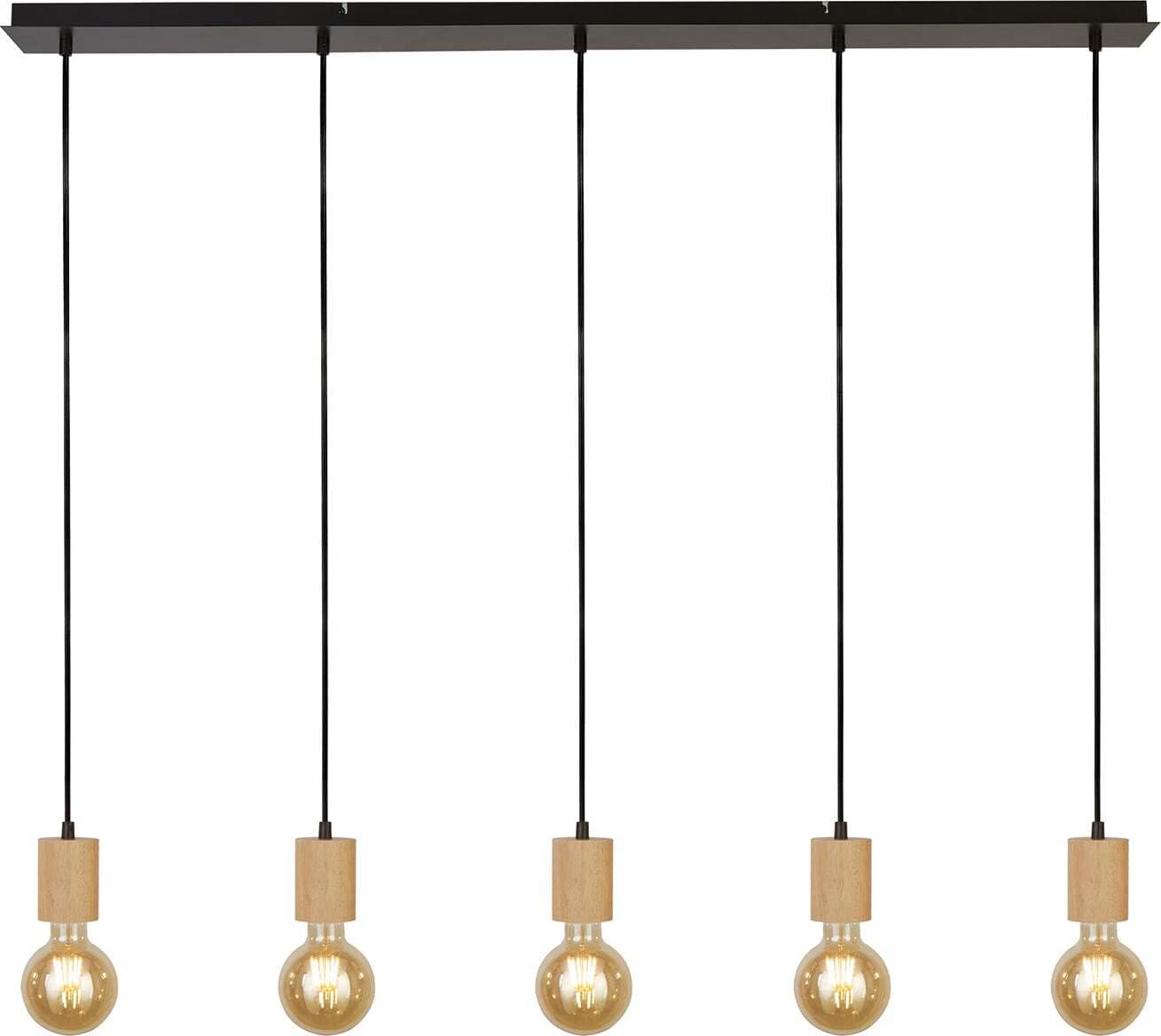 Lampadario-Lineare-Industrial-Nordico-Spinoso-Acciaio-Nero-Marrone-5-Luci-E27