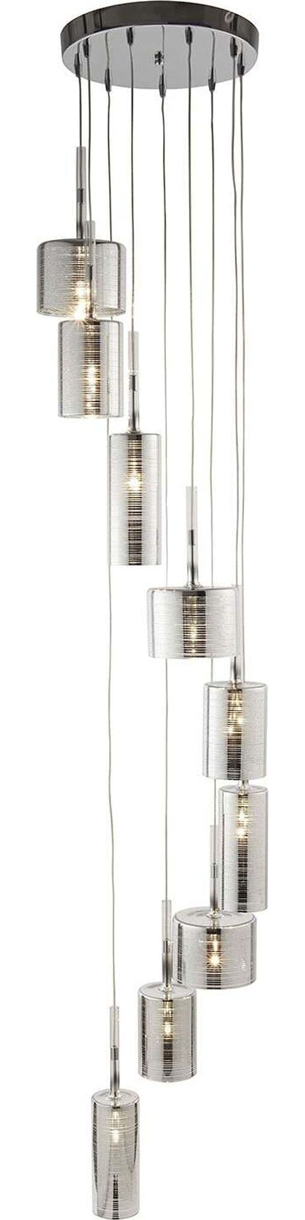 Lampadario-Linen-Acciaio-Cromo-Vetro-Trasparente-9-Luci-G4-1,55X9W