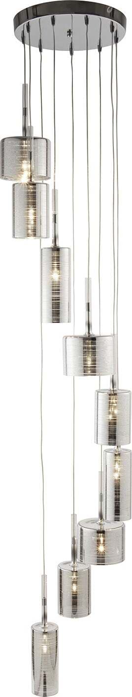 Lampadario-Linen-Acciaio-Cromo-Vetro-Trasparente-9-Luci-G4-1,55X9W