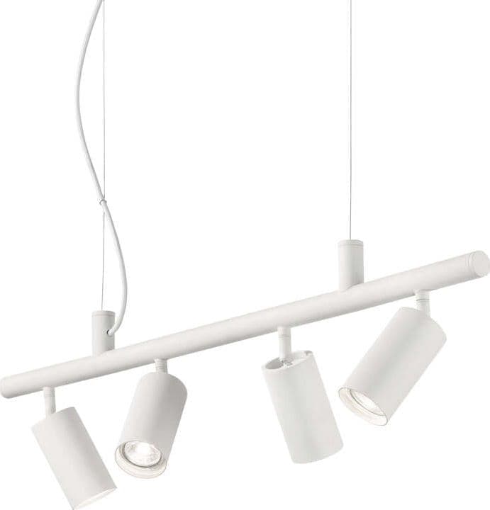 Lampadario-Moderna-Dynamite-Metallo-Bianco-4-Luci-Gu10-7W-3000K-Luce-Calda
