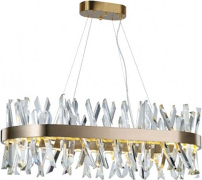 Lampadario-Moderno-Akasha-Metallo-Ottone-Antiquato-Cristallo-K9-Led-90W
