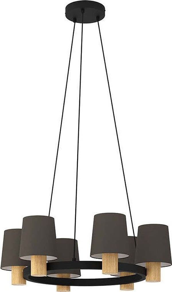 Lampadario-Moderno-Edale-Piccolo-6-Luci-Metallo-Nero-E-Marrone