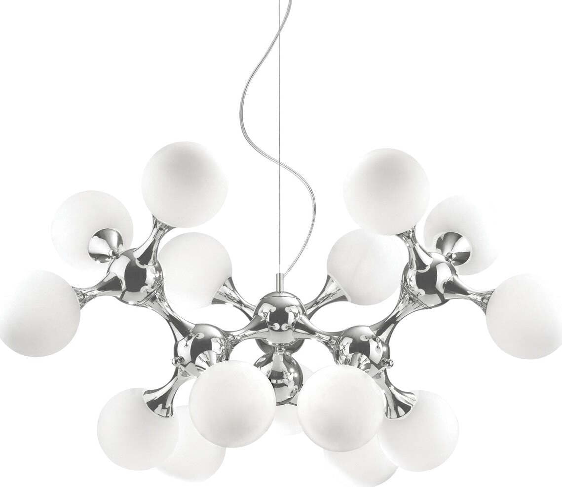 Lampadario-moderno-Ideal-Lux-NODI-BIANCO-SP15-082073-E14-LED-vetro-metallo-lampada-soffitto