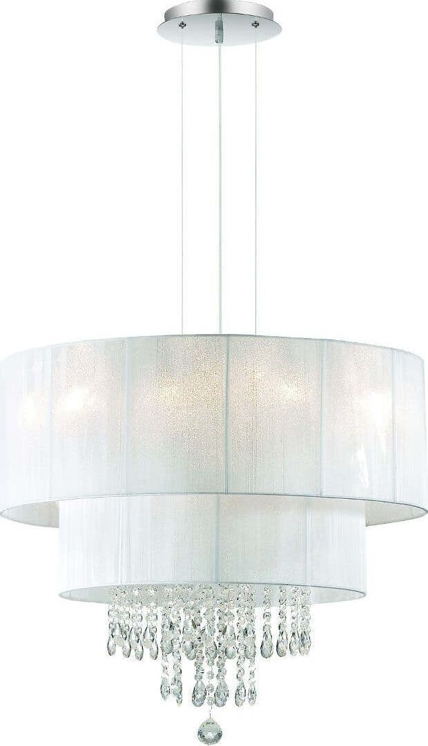 Lampadario-moderno-Ideal-Lux-OPERA-SP6-068299-E27-LED-metallo-PVC-cristallo-sospensione