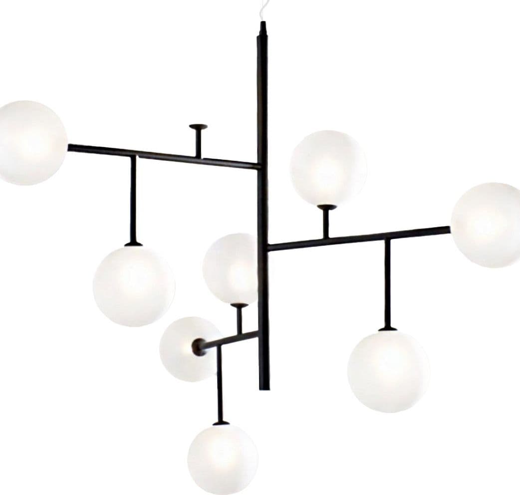 Lampadario-moderno-Illuminando-BOLLE-SP-9-NR-G9-LED-metallo-vetro-sfera-lampada-soffitto