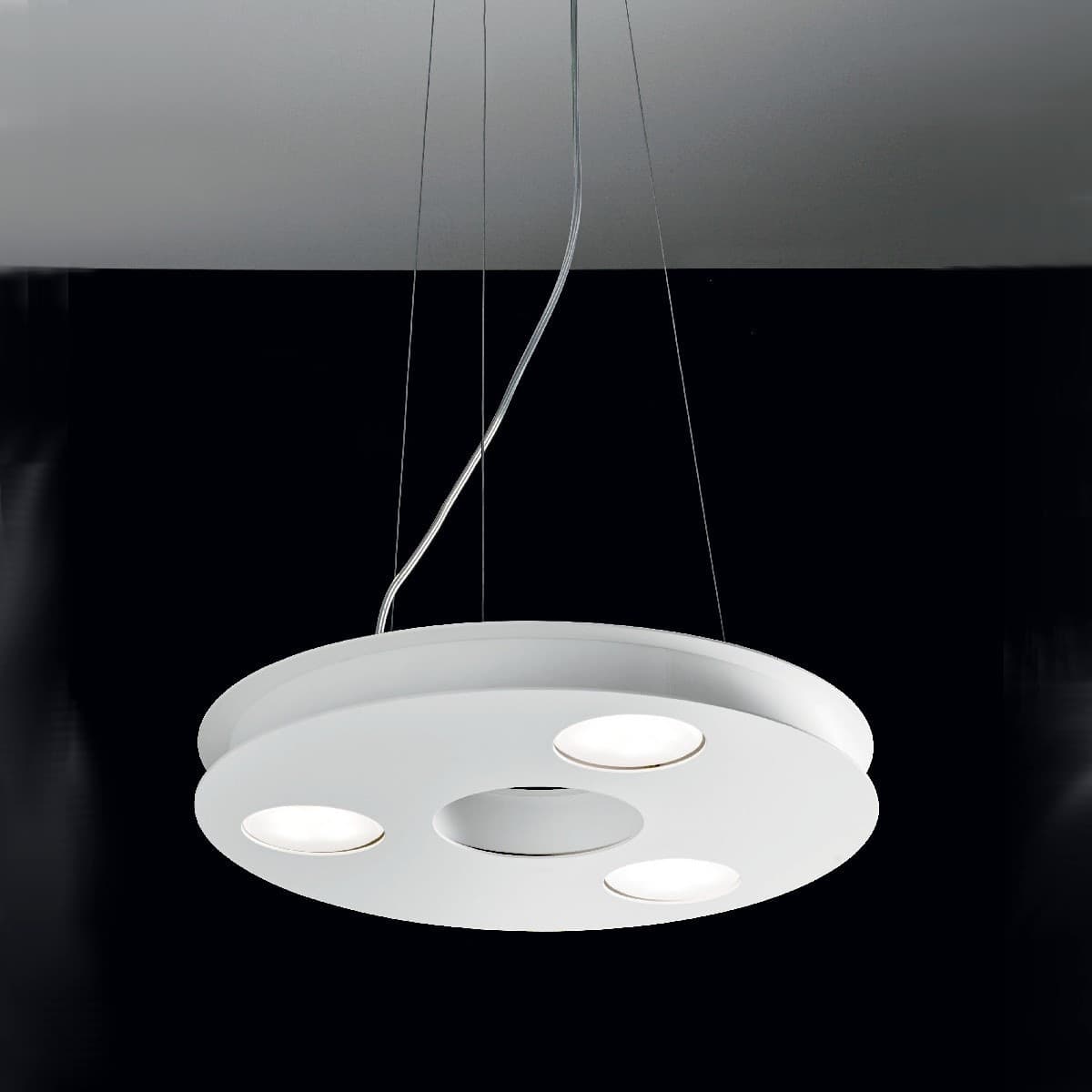 Lampadario-moderno-Illuminando-UFO-SP-3-GX53-LED-sospensione-metallo-bianco-sabbia-tondo