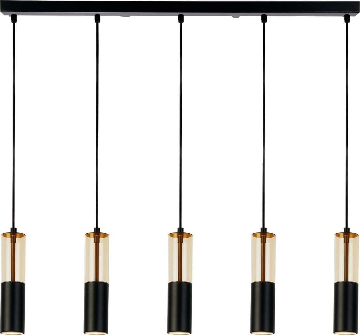 Lampadario-Moderno-Merrygold-Acciaio-Nero-Ambra-5-Luci-Gu10