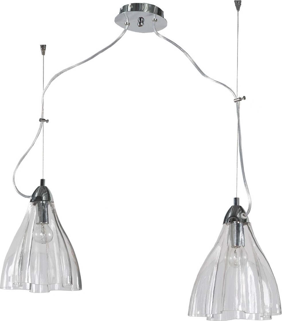 Lampadario-moderno-Padana-Lampadari-CASPER-1110-2-E14-LED-metallo-vetro-cristallo-sospensione