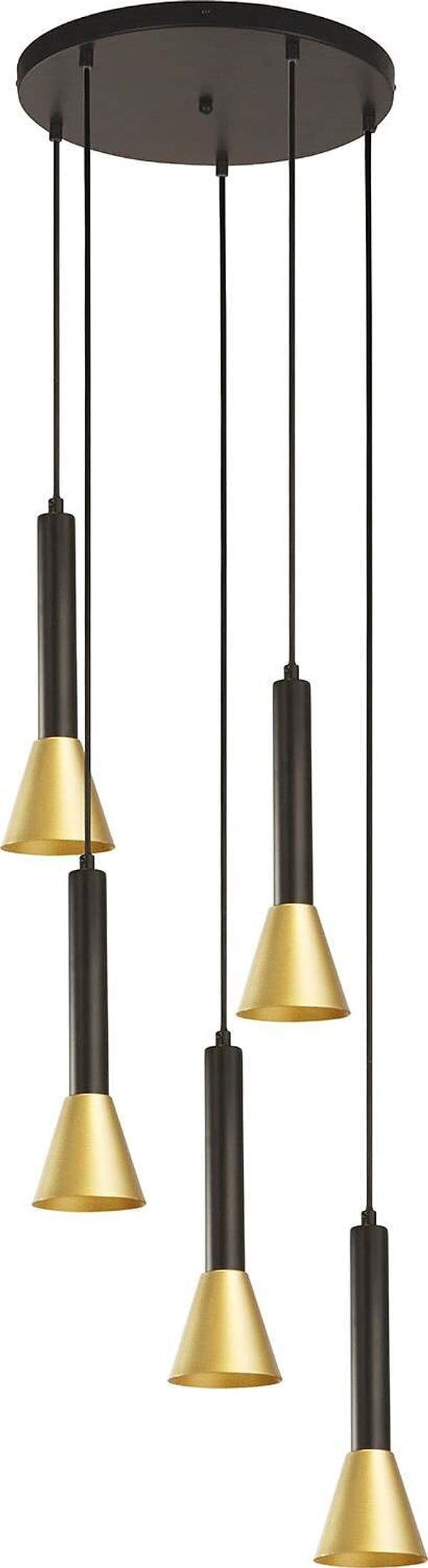 Lampadario-Moderno-Signal-Acciaio-Nero-Oro-5-Luci-Gu10