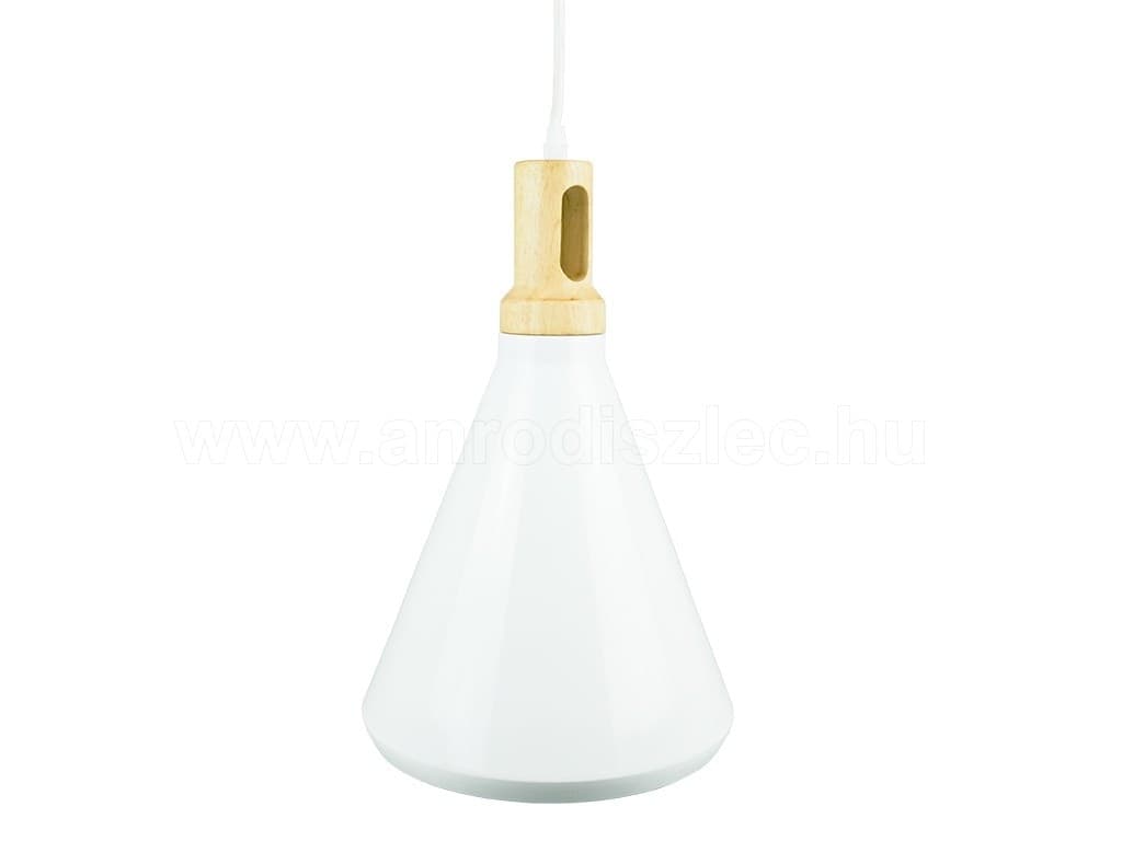 Lampadario Pendente Lampada A Sospensione Parabola Bianca Base In Legno Vt-7525 Illuminazione/Illuminazione per interni/Lampadari lampade a sospensione e plafoniere/Lampadari Trade Shop italia - Napoli, Commerciovirtuoso.it