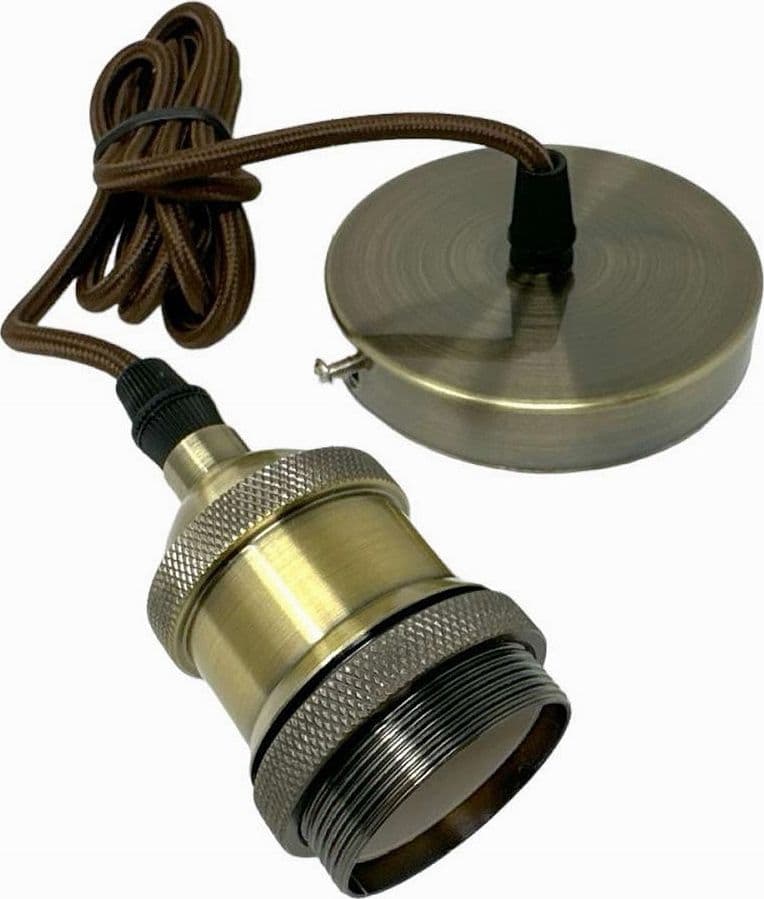 LAMPADARIO PORTALAMPADA A SOSPENSIONE VINTAGE BRONZO PER LAMPADINE E27 2MT E27-2M-V in Lampade a sospensione Trade Shop italia - Napoli, commercioVirtuoso.it