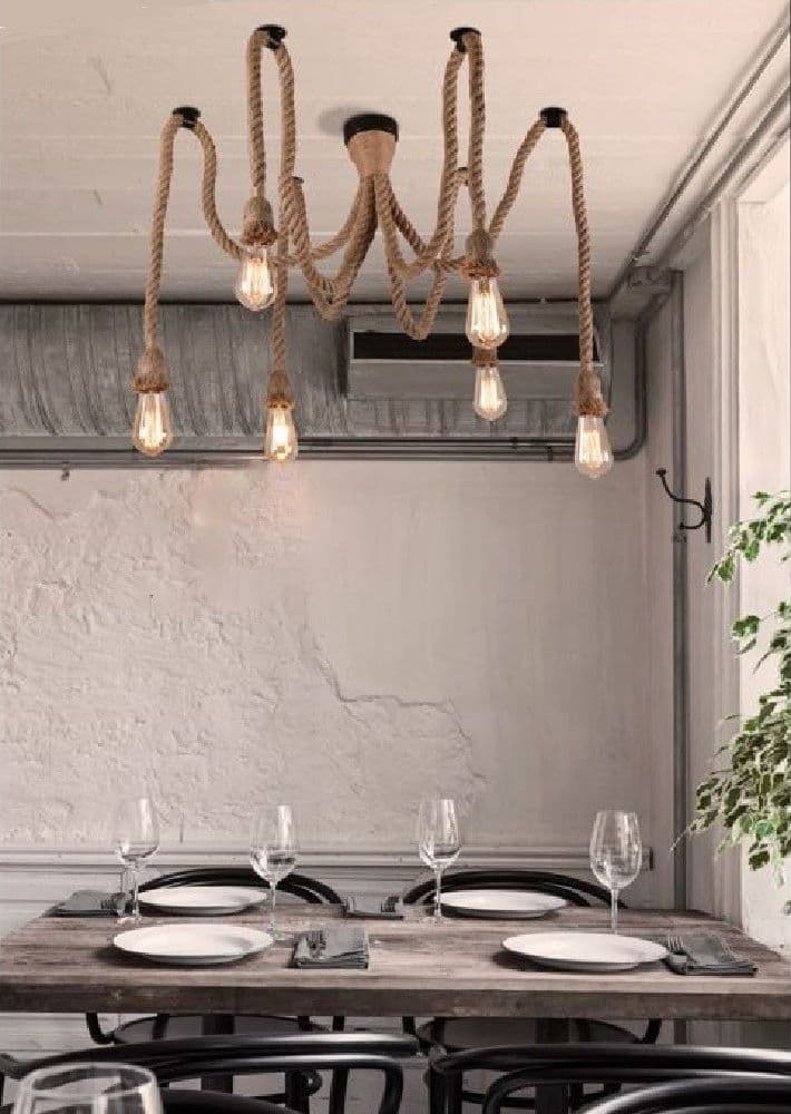 Lampadario Ragno Sospensione 6 Corde Portalampada E27 Lampada Country Retro B59-6 Casa, arredamento e bricolage > Illuminazione da interno > Lampadari Trade Shop italia - Napoli, Commerciovirtuoso.it