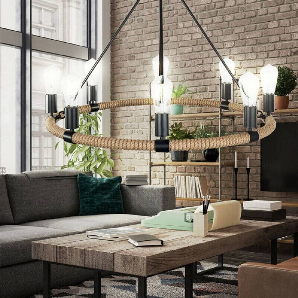 Lampadario-Rotondo-Rustico-In-Canapa-Metallo-Attacco-E27-Lampada-Industriale-A20