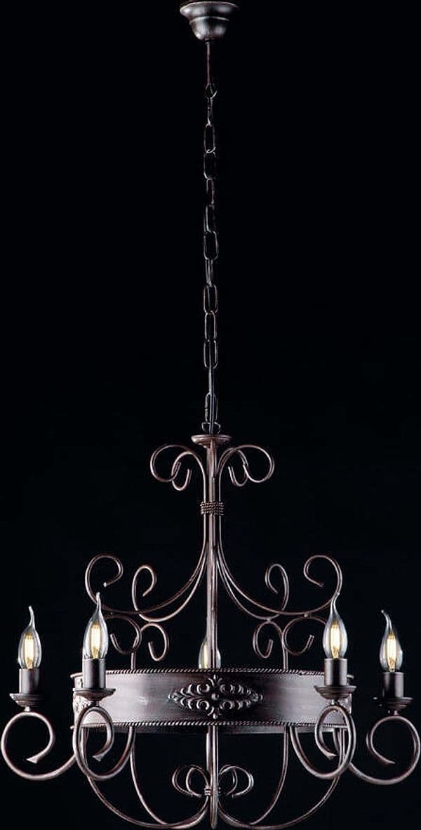 Lampadario-Rustico-Baltimora-Nero-Ruggine---Corten-5-Luci-E14