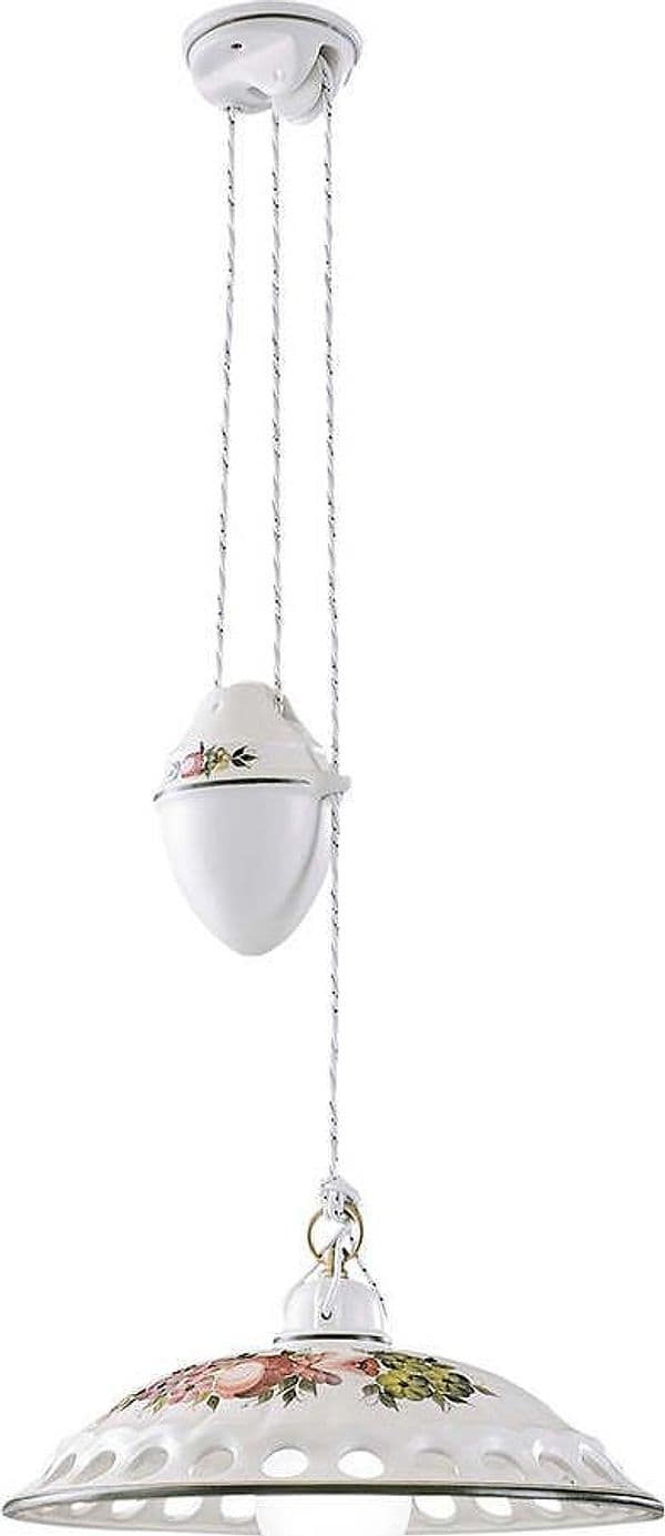 Lampadario-Saliscendi-Classico-Napoli-Ceramica-E-Ottone-Satinato-1-Luce-E27