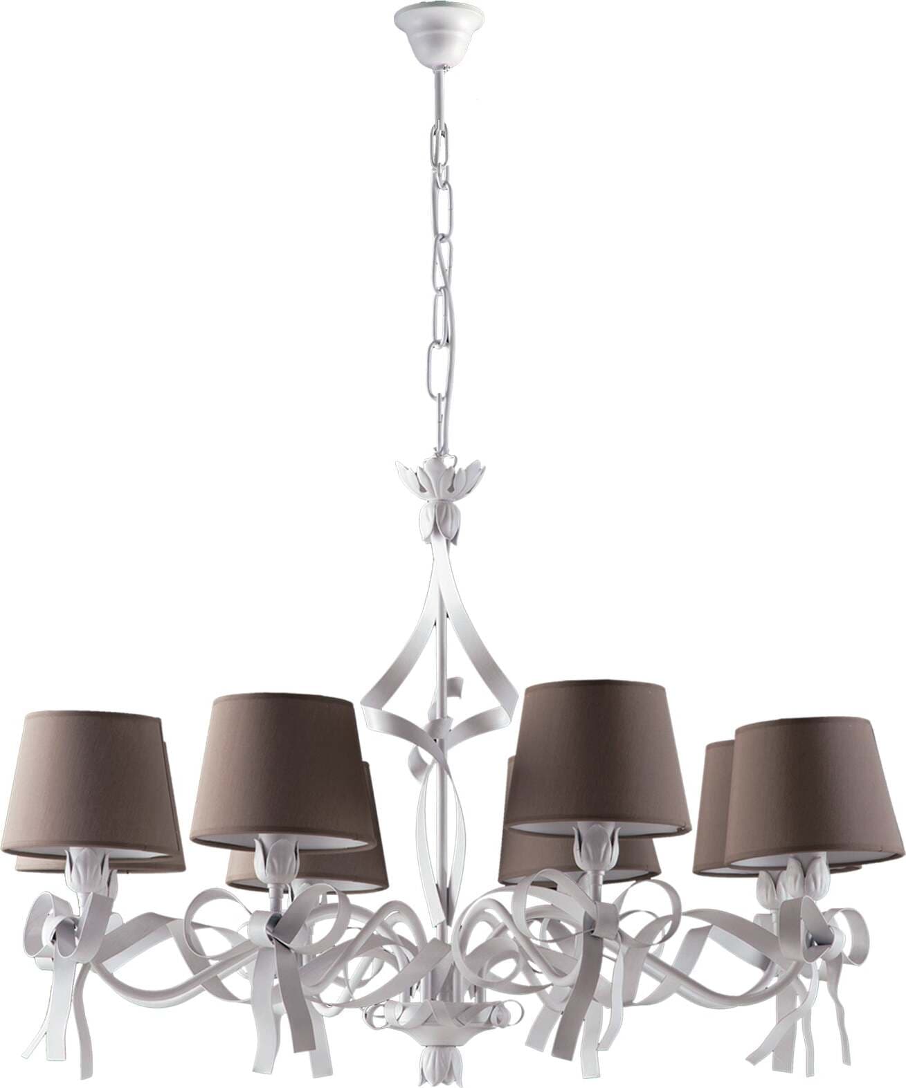 Lampadario-Shabby-Chic-Lucy-Bianco-8-Luci-Paralumi-Tortora
