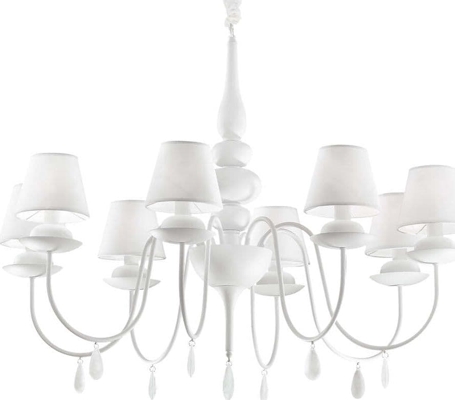 Lampadario-Shabby-Chic-Provenzale-Blanche-Metallo-Bianco-8-Luci-E14