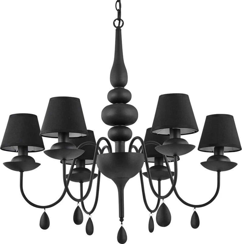 Lampadario-Shabby-Chic-Provenzale-Blanche-Metallo-Nero-6-Luci-E14