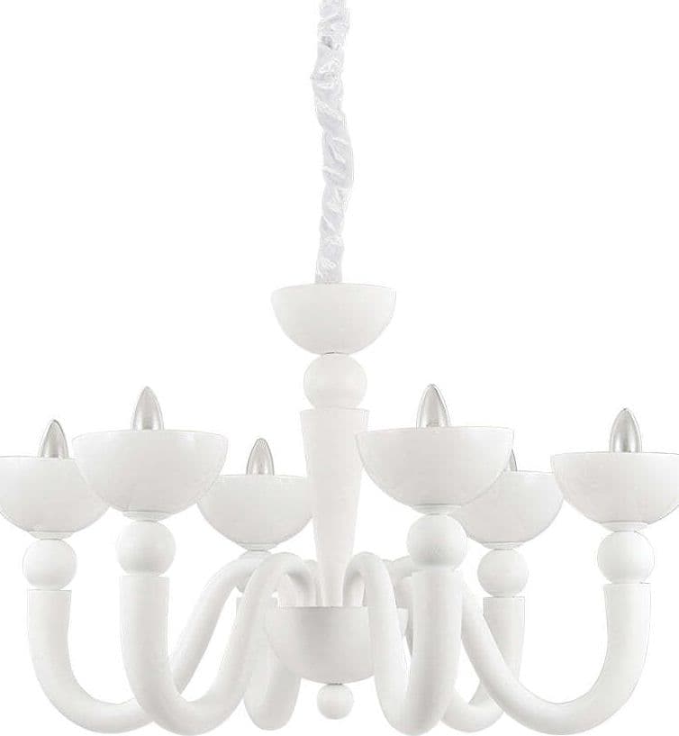 Lampadario-Shabby-Chic-Provenzale-Bon-Bon-Metallo-Bianco-6-Luci
