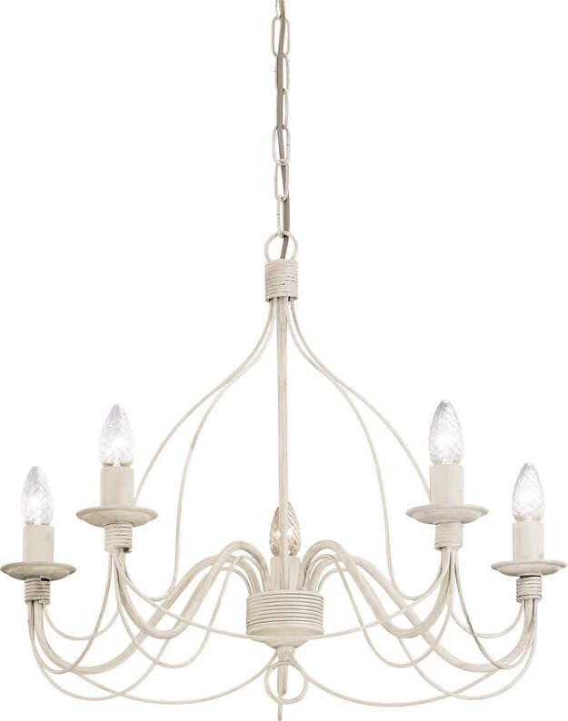 Lampadario-Shabby-Chic-Provenzale-Corte-Metallo-Bianco-5-Luci-E14