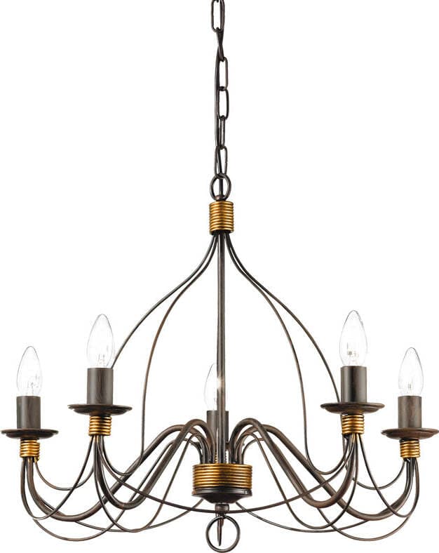 Lampadario-Shabby-Chic-Provenzale-Corte-Metallo-Corten-5-Luci-E14