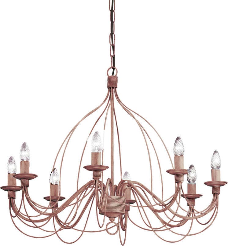 Lampadario-Shabby-Chic-Provenzale-Corte-Metallo-Corten-8-Luci-E14