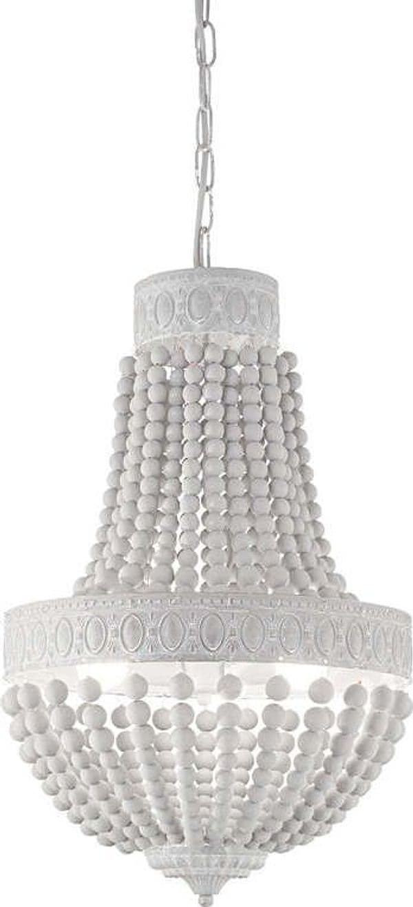 Lampadario-Shabby-Chic-Provenzale-Monet-Legno-Bianco-5-Luci-E14