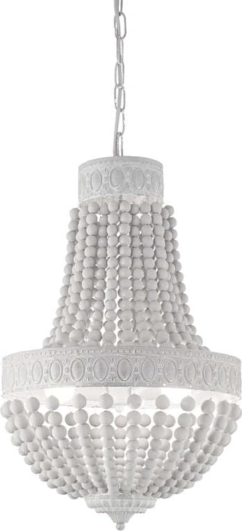 Lampadario-Shabby-Chic-Provenzale-Monet-Legno-Bianco-5-Luci-E14