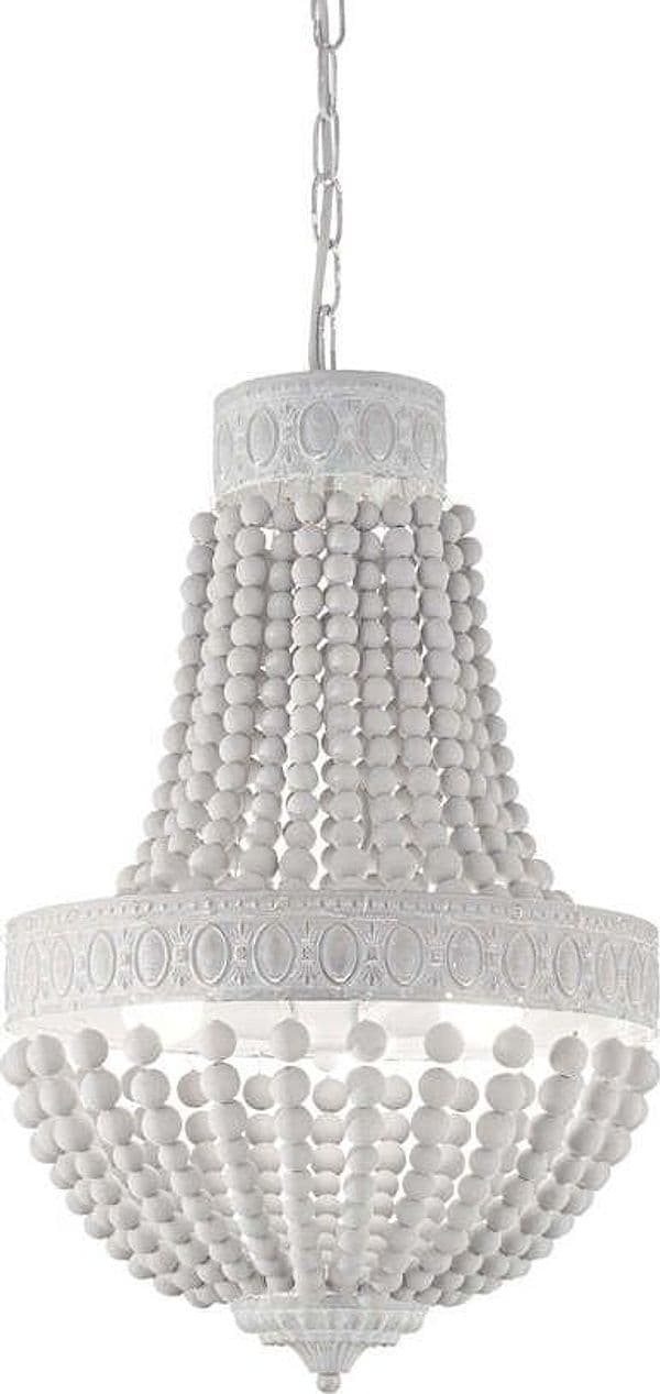 Lampadario-Shabby-Chic-Provenzale-Monet-Legno-Bianco-6-Luci-E14