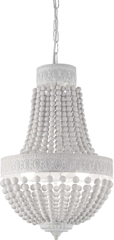 Lampadario-Shabby-Chic-Provenzale-Monet-Legno-Bianco-6-Luci-E14