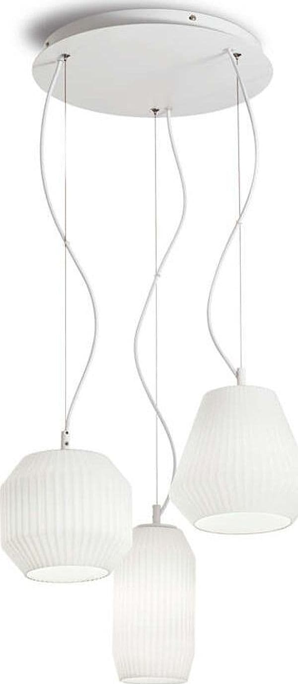 Lampadario-Shabby-Chic-Provenzale-Origami-Vetro-Bianco-3-Luci-E27