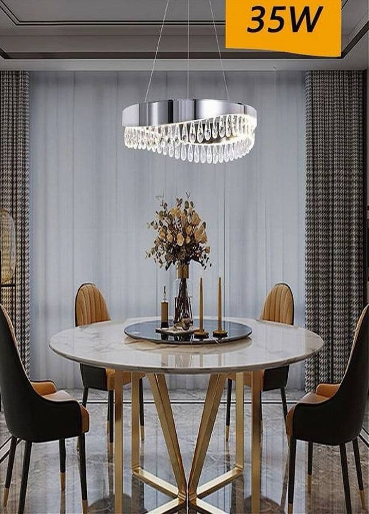LAMPADARIO SOFFITTO LED 35 W SOSPESO ARGENTO CON CRISTALLI LUCE FREDDA 8000K B79 in Plafoniere Trade Shop italia - Napoli, commercioVirtuoso.it