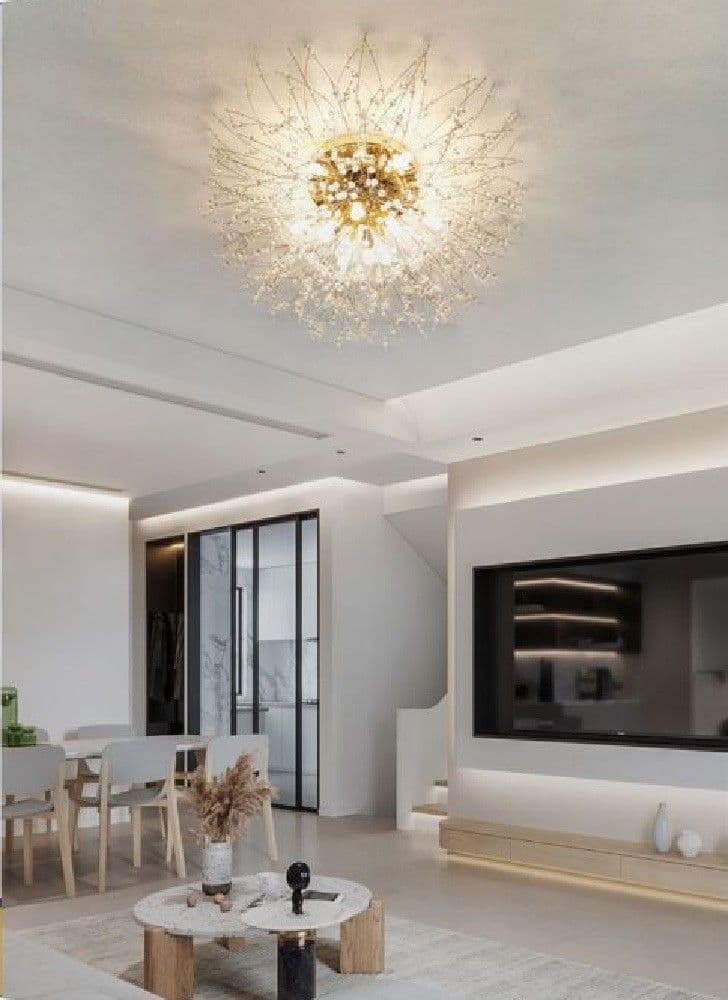 Lampadario Soffitto Plafoniera Oro Moderna Cristalli Fuochi D'artificio G9 Pn-13 Illuminazione/Illuminazione per interni/Lampadari lampade a sospensione e plafoniere/Lampadari Trade Shop italia - Napoli, Commerciovirtuoso.it