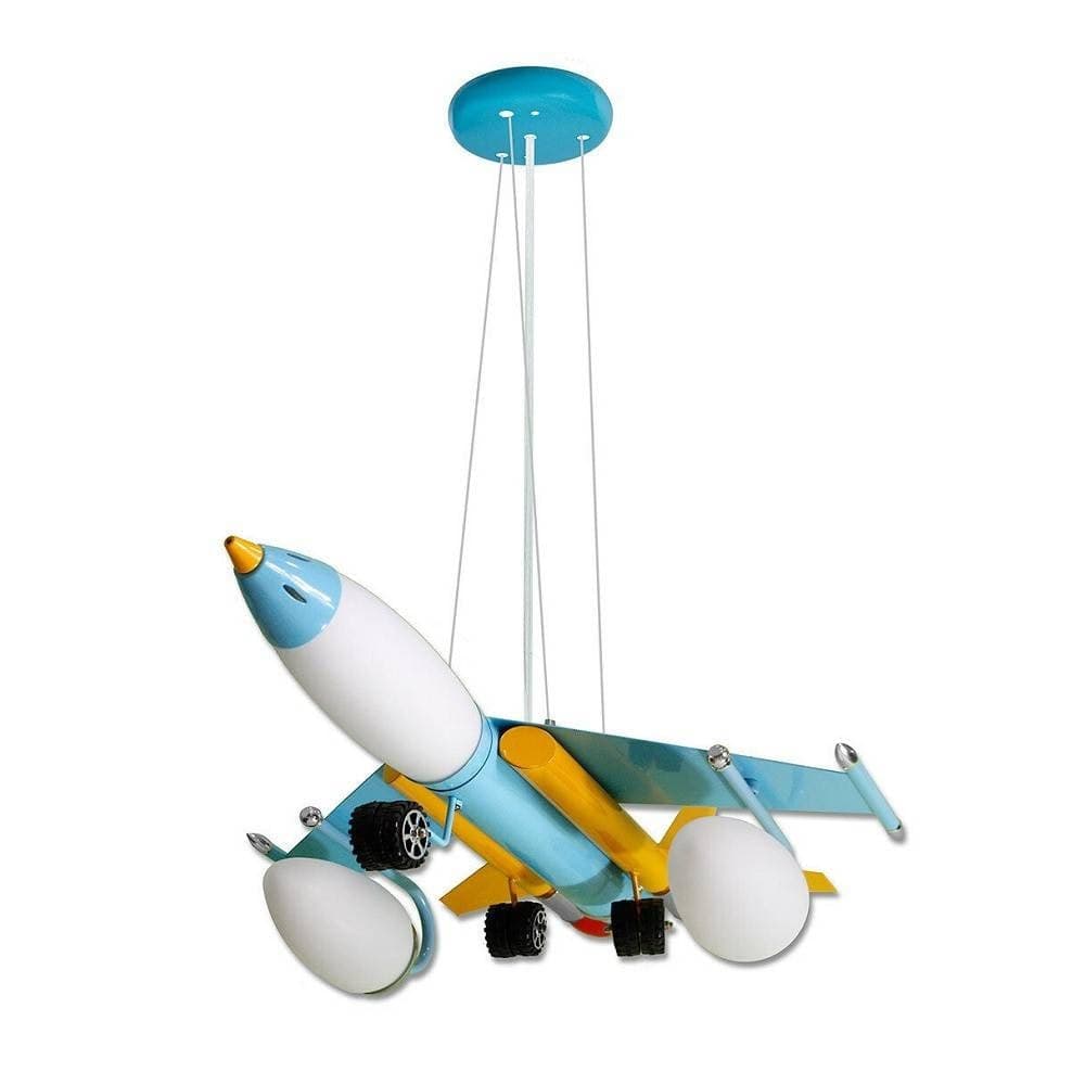 Lampadario-Sospensione-Aereo-Da-Caccia-Colorato-5-Attacchi-E14-B45
