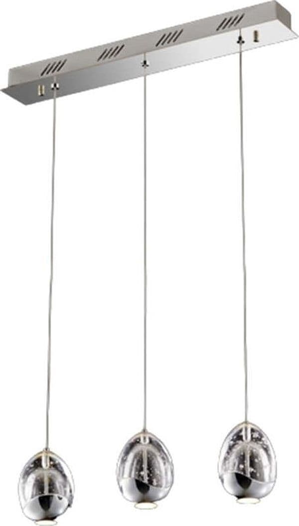 Lampadario-Sospensione-Contemp.-Golden-Egg-3-Luci-Cromo-Vetro-Pulegoso-Led-14,4W