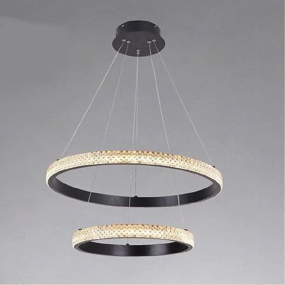 LAMPADARIO SOSPENSIONE LED 60 W 2 CERCHI ANELLI CRISTALLO TELECOMANDO NERO 31968 in Lampade a sospensione Trade Shop italia - Napoli, commercioVirtuoso.it