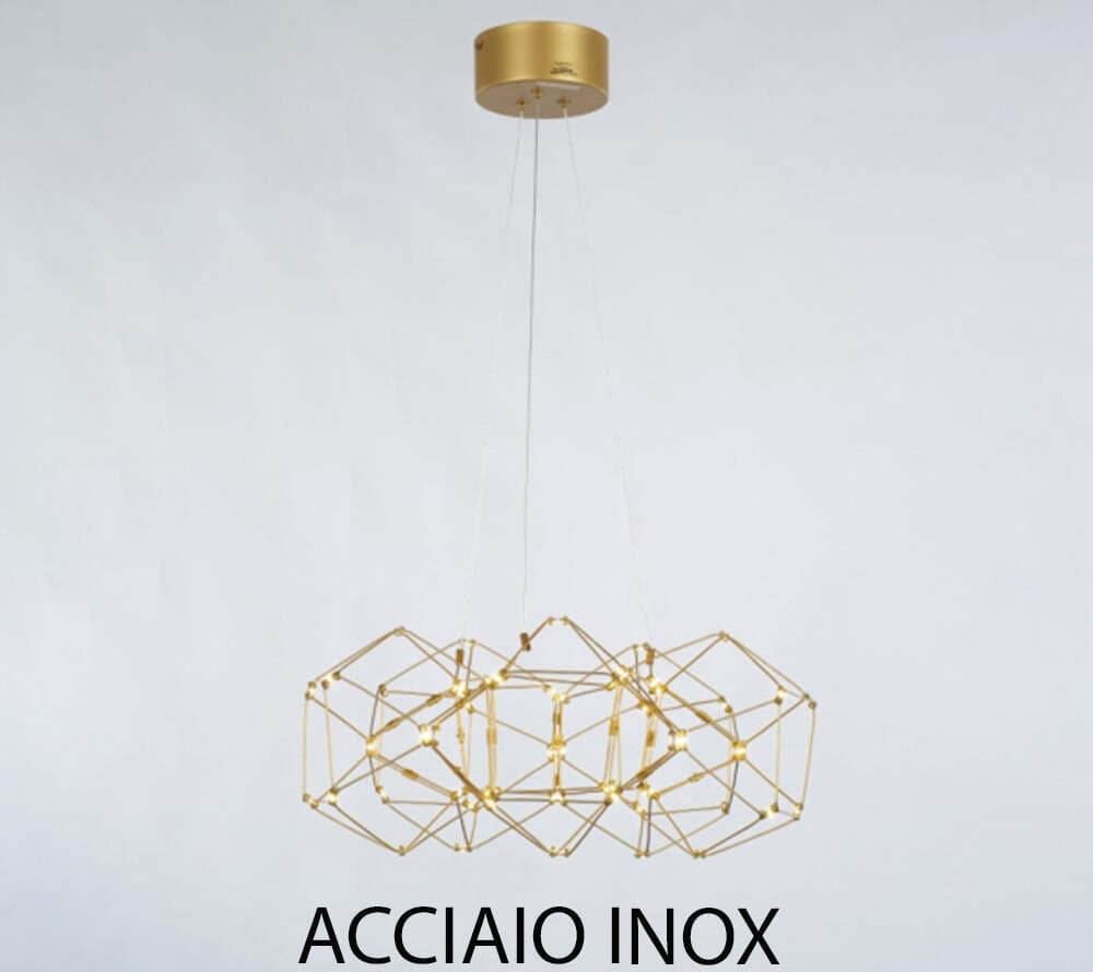 Lampadario-Sospensione-Moderno-Lucciola-Metallo-Acciaio-Inox-Led-5-Esagoni