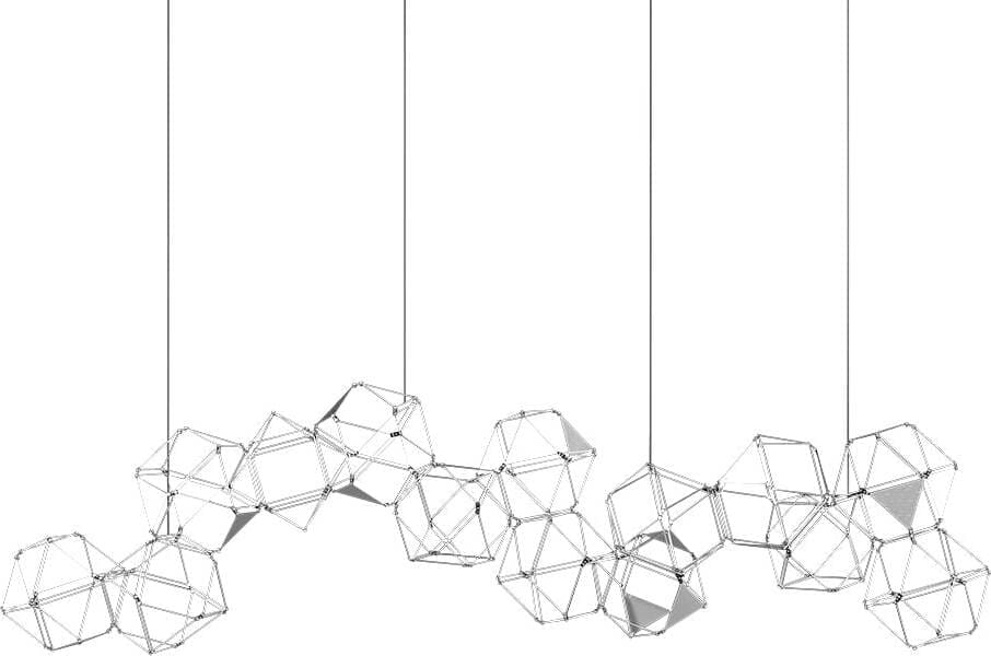 Lampadario-Sospensioni-Moderno-Lucciola-Pro-Metallo-Acciaio-Inox-Led-14-Esagoni