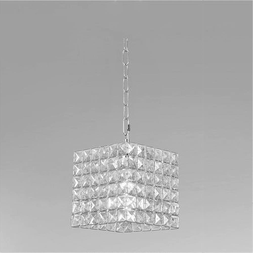 LAMPADARIO SOSPESO CUBO CON CRISTALLI LAMPADA LUCE E27 ARGENTO QUADRATO 32323 in Lampadari Trade Shop italia - Napoli, commercioVirtuoso.it