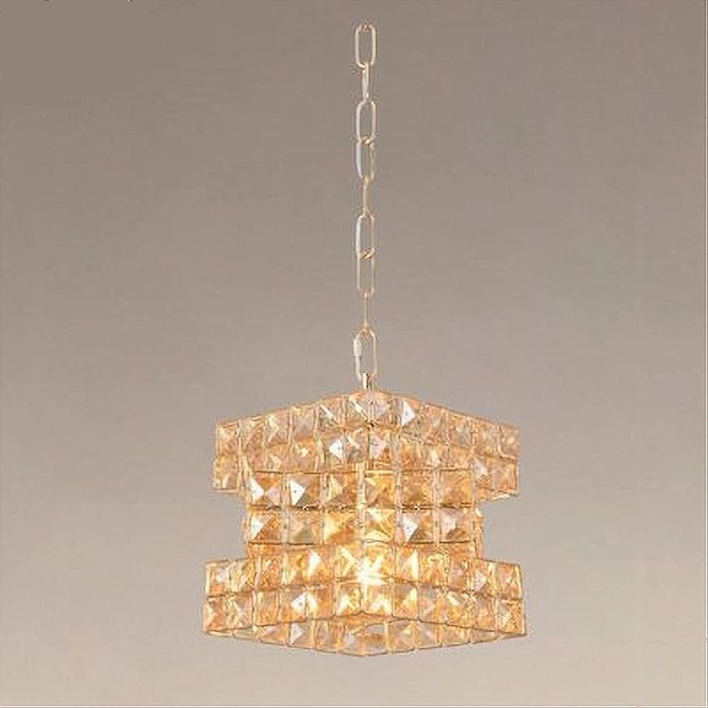 LAMPADARIO SOSPESO CUBO INTRECCIATO CON CRISTALLI LAMPADA LUCE E27 ORO 32385 in Lampade a sospensione Trade Shop italia - Napoli, commercioVirtuoso.it