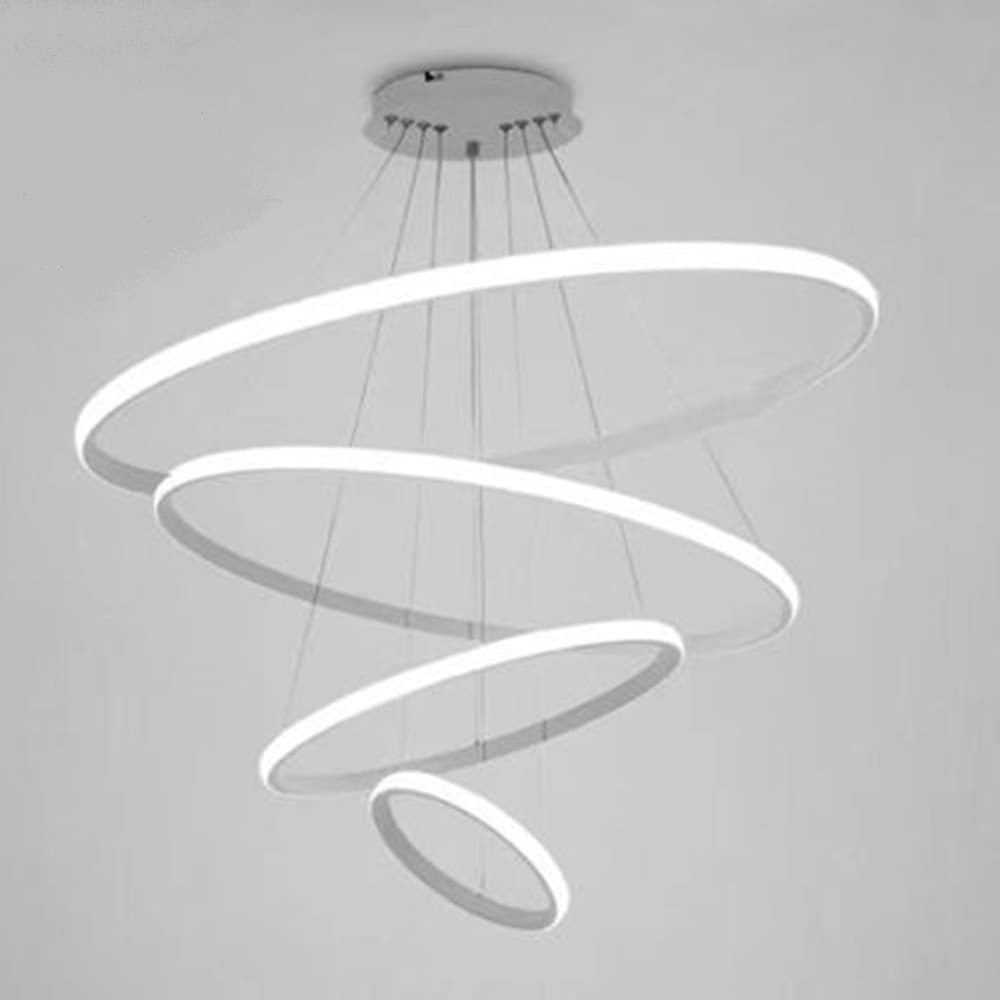 LAMPADARIO SOSPESO LED 120W 4 CERCHI PENDENTE ROTONDO ANELLI BIANCO LUCE 6500K 50316 in Lampadari Trade Shop italia - Napoli, commercioVirtuoso.it
