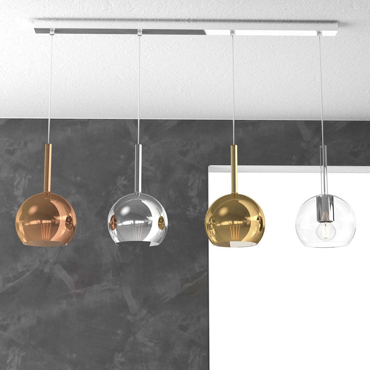 Lampadario-TP-FUTURE-1155-S4-RP-MC-E27-LED-vetro-pirex-soffiato-colorato-ampolla-calate-barra-moderno-classico-multiluce