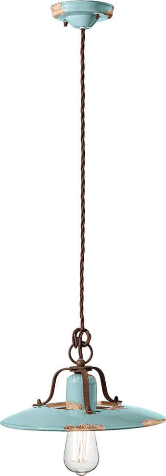 Lampadario-Vintage-Country-Ferro-E-Ceramica-Azzurro-1-Luce-E27-30Cm