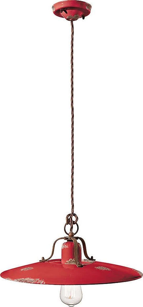 Lampadario-Vintage-Country-Ferro-E-Ceramica-Rosso-1-Luce-E27